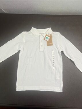 Kids Long-Sleeve White Polo Shirt by Monoprix